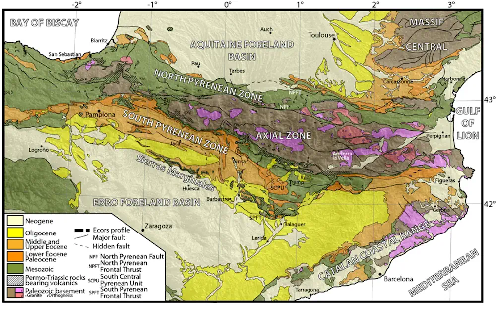 Carte geologie Pyrénées