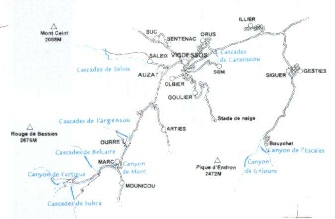 Plan des Canyons d'Auzat Ariège