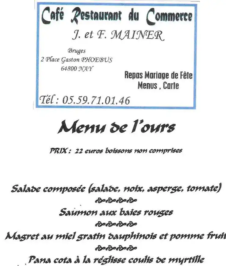 Menu de l'Ours